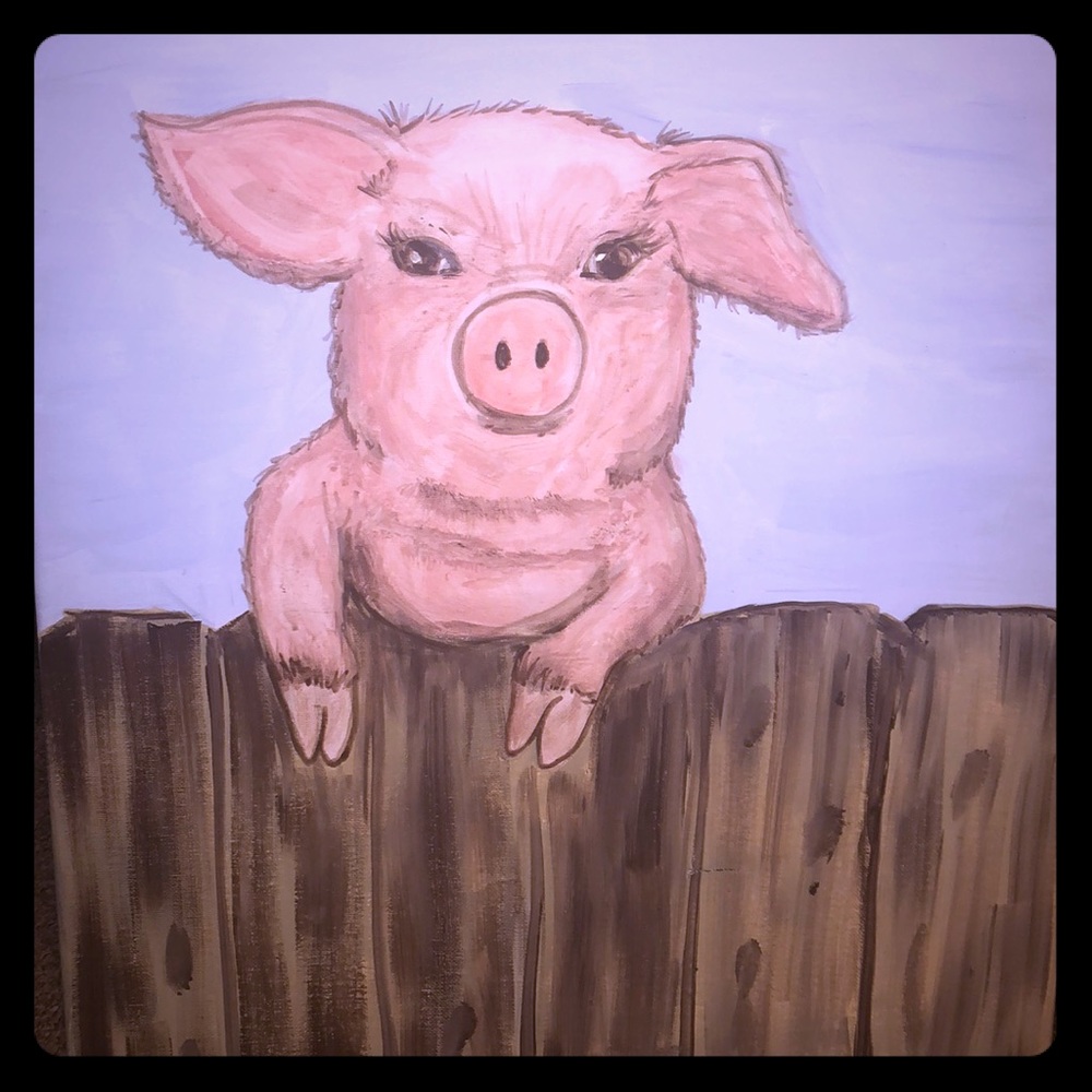 Cute Pig Acrylic Painting